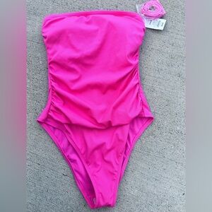 Shade & Shore Pink One Piece strapless Swimsuit NWT